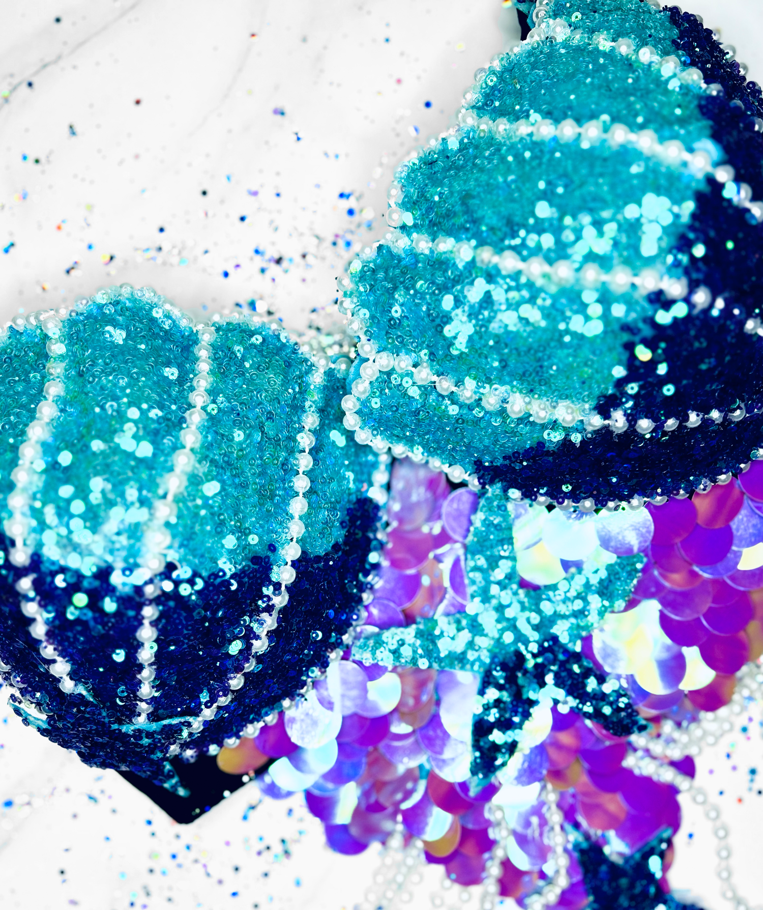 Blue holographic sea shell mermaid bra by mynoblesseoblige on DeviantArt